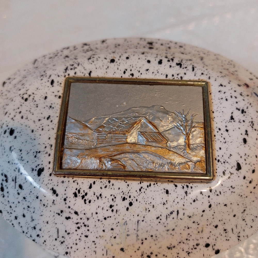 Vintage Speckled Ceramic Jewelry/Trinket Box - Picture 6 of 8
